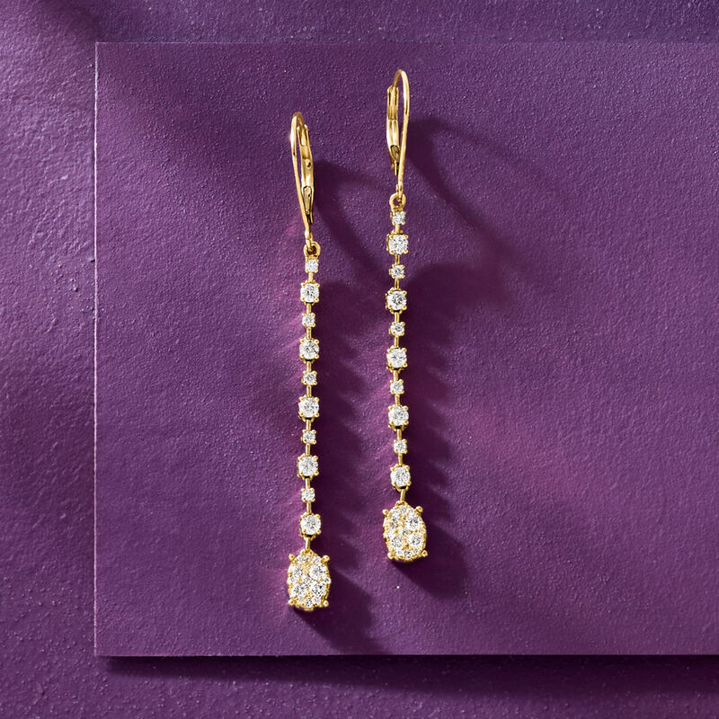 1.00 ct. t.w. Diamond Linear Drop Earrings in 14kt Yellow Gold image number 3