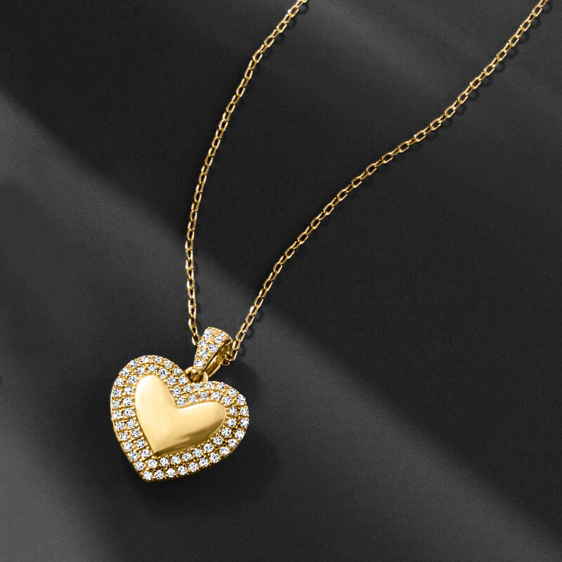 .15 ct. t.w. Diamond Heart Pendant Necklace in 14kt Yellow Gold image number 2