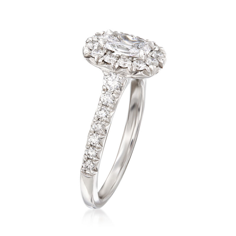 Henri Daussi 1.24 ct. t.w. Diamond Halo Engagement Ring in 18kt White Gold image number 2