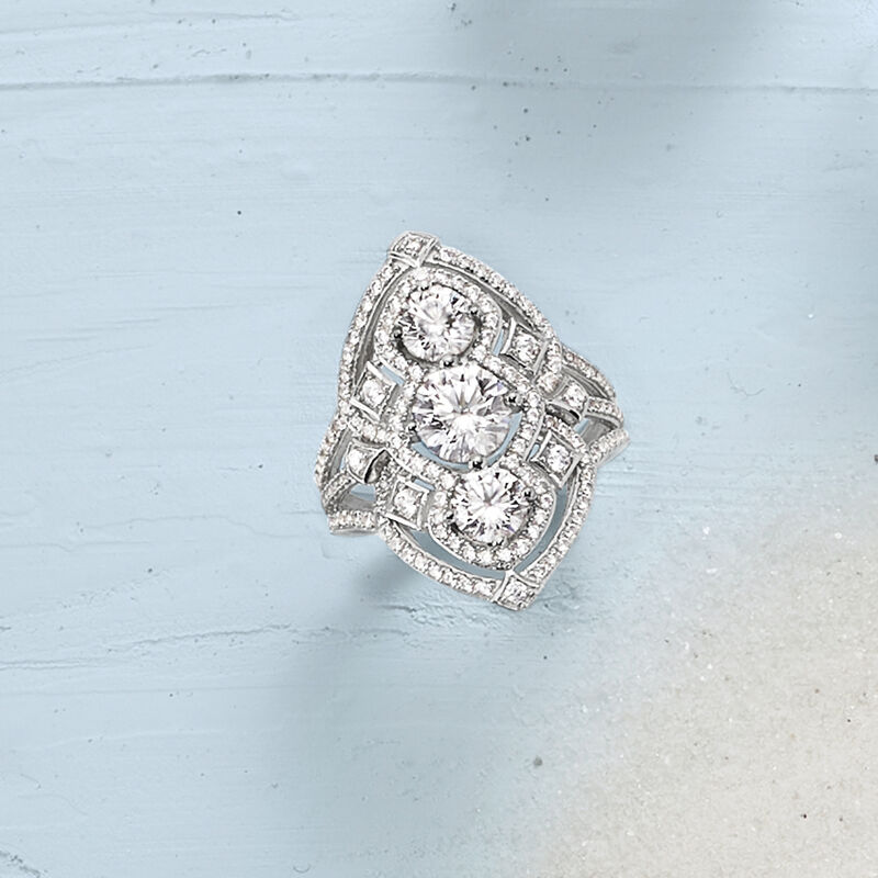 2.73 ct. t.w. CZ Marquise-Shaped Ring in Sterling Silver image number 3