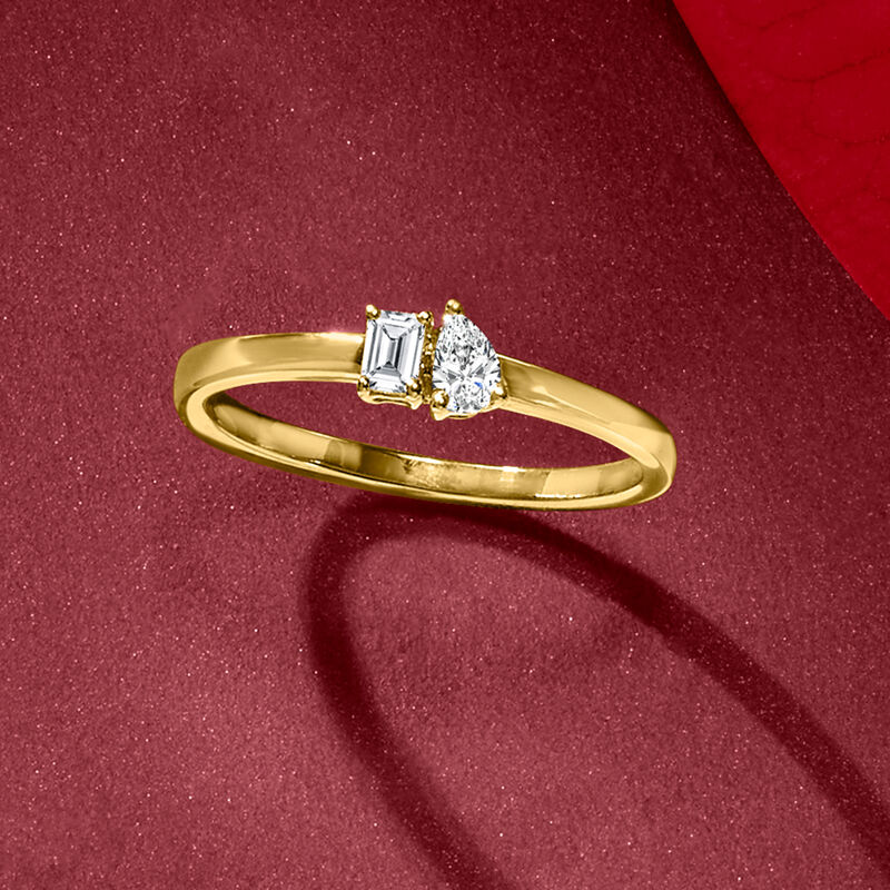 .20 ct. t.w. Lab-Grown Diamond Toi et Moi Ring in 14kt Yellow Gold image number 3