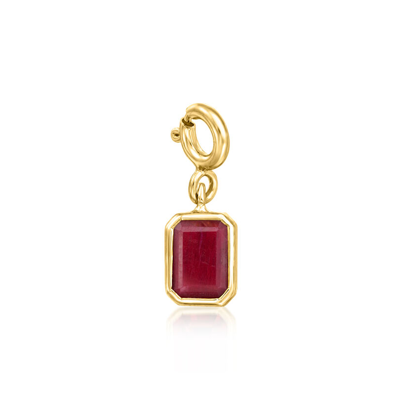 July/Ruby - Emerald-Cut Birthstone Charm in 18kt Gold Over Sterling image number 0