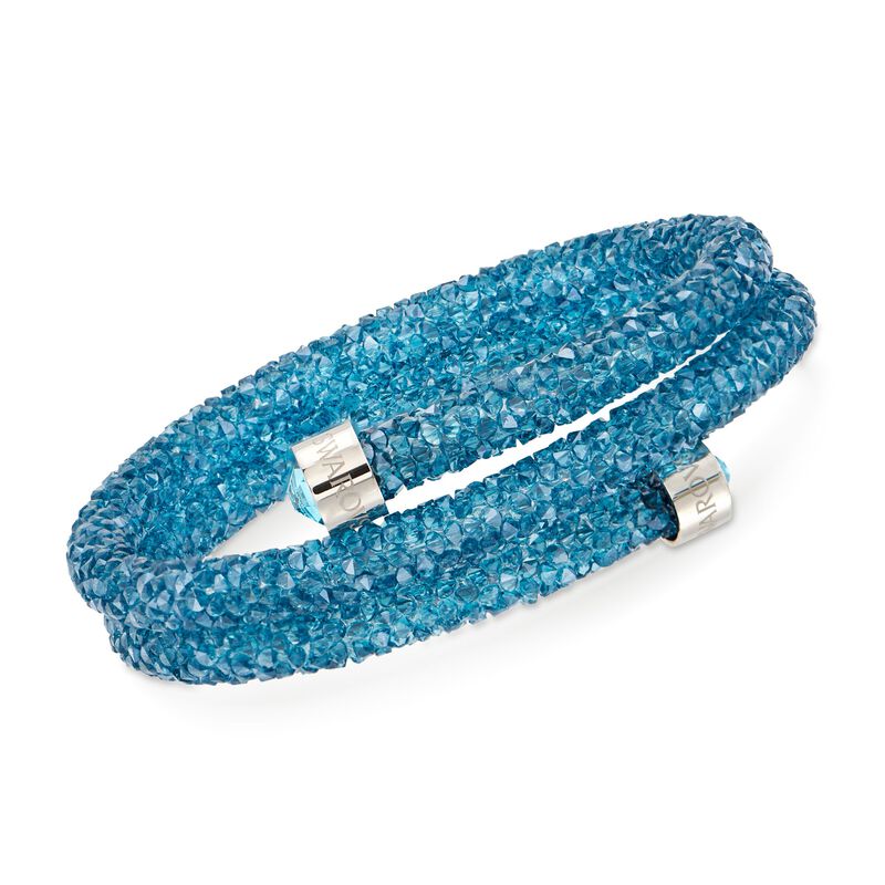 Swarovski Crystal &quot;Crystaldust&quot; Aqua Crystal Coil Bangle Bracelet with Stainless Steel image number 0