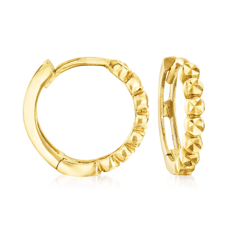 14kt Yellow Gold Diamond-Cut Huggie Hoop Earrings image number 0