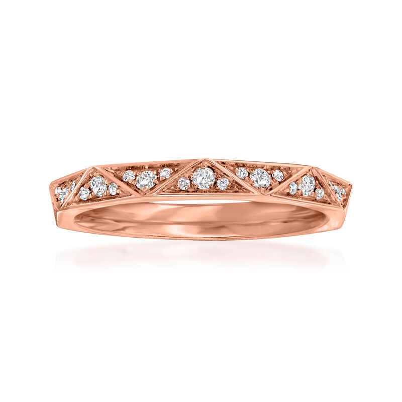 Henri Daussi .17 ct. t.w. Pave Diamond Geometric Wedding Band in 14kt Rose Gold image number 0