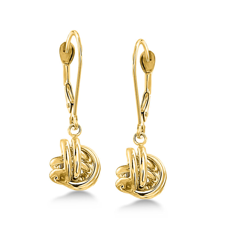 14kt Yellow Gold Love Knot Drop Earrings image number 0