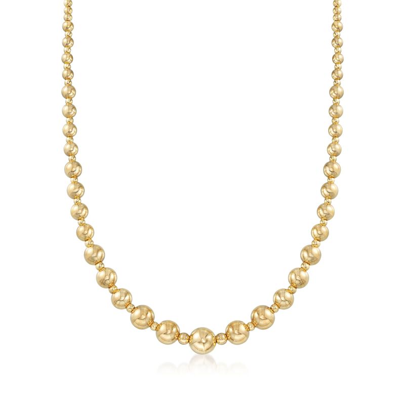 Italian 2.6-9mm 18kt Yellow Gold Bead Necklace. 20&quot; image number 0