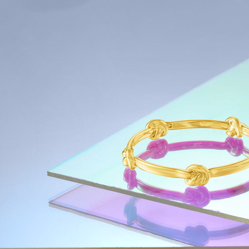 Italian Andiamo 14kt Yellow Gold Over Resin Knot Station Bangle Bracelet. 7.5&quot; image number 4