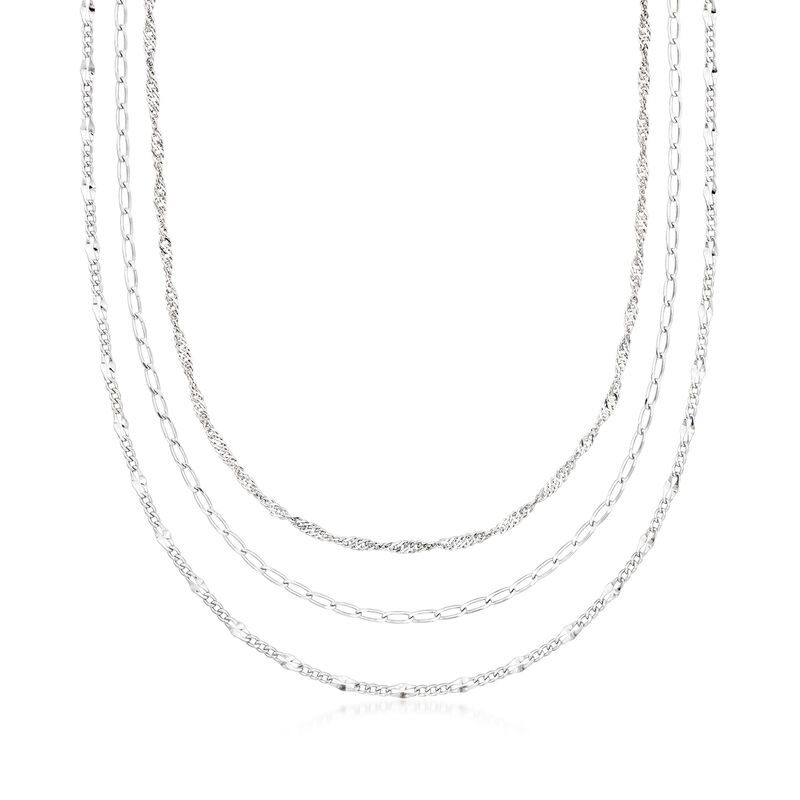 Sterling Silver Jewelry Set: Three Necklaces. 18&quot; image number 1
