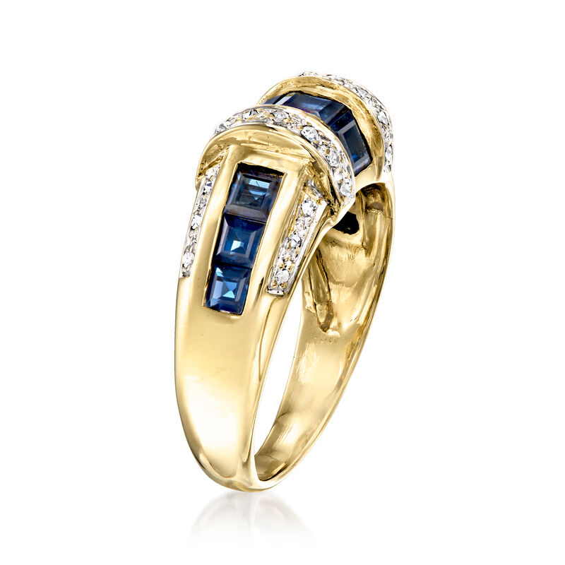 C. 1980 Vintage 1.20 ct. t.w. Sapphire and .13 ct. t.w. Diamond Ring in 14kt Yellow Gold. Size 6 image number 2