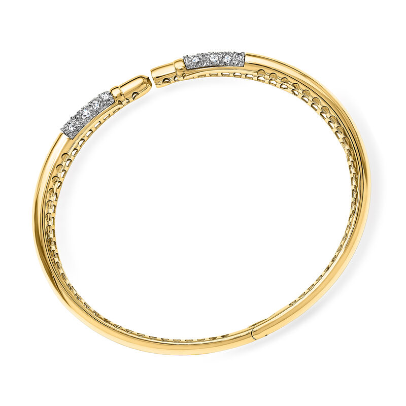 Italian .40 ct. t.w. Diamond Two-Row Open-Space Cuff Bracelet in 14kt Yellow Gold. 7&quot; image number 1