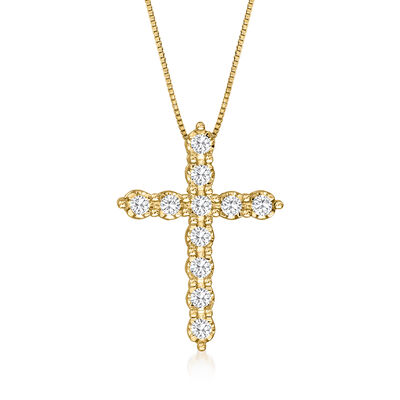.50 ct. t.w. Diamond Cross Pendant Necklace in 14kt Yellow Gold