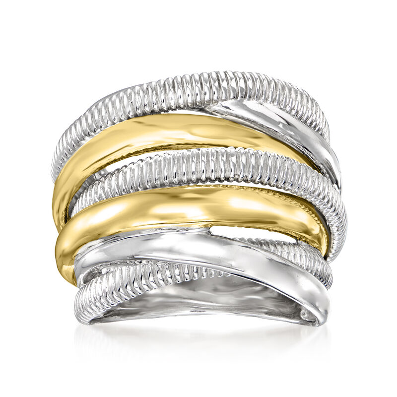 Judith Ripka "Eternity" Sterling Silver and 18kt Yellow Gold Seven-Band Highway Ring image number 0