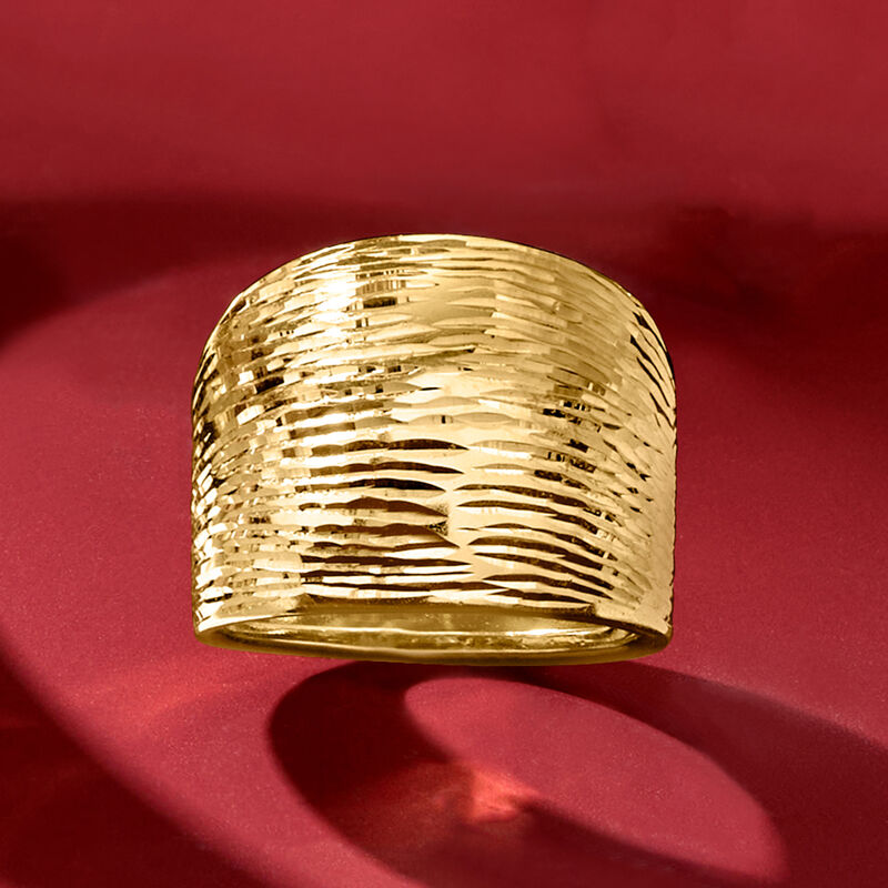 Italian 14kt Yellow Gold Diamond-Cut Dome Ring image number 5