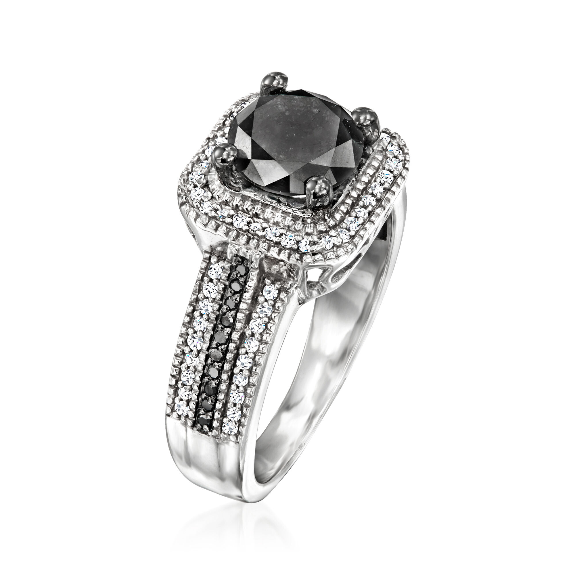 2.00 ct. t.w. Black and White Diamond Ring in Sterling Silver