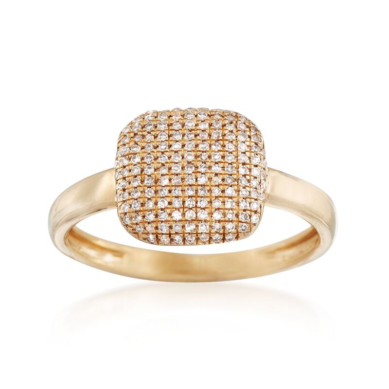 .19 ct. t.w. Pave Diamond Square-Top Ring in 14kt Yellow Gold. Size 10 image number 0