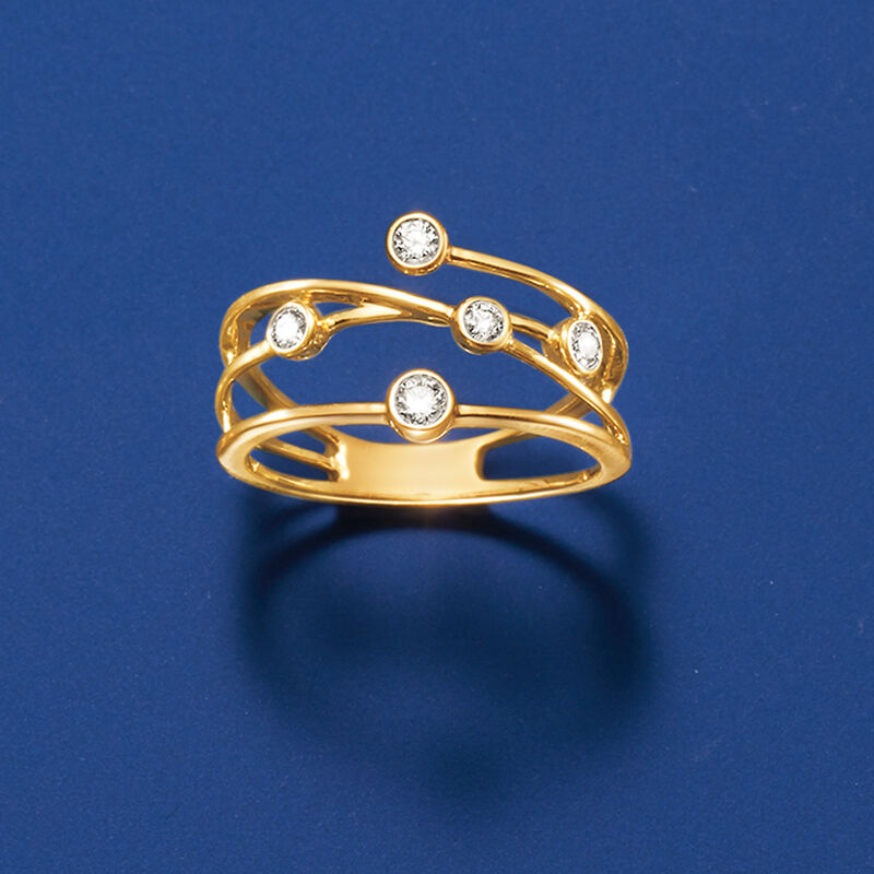 .25 ct. t.w. Bezel-Set Diamond Crisscross Ring in 14kt Yellow Gold image number 3