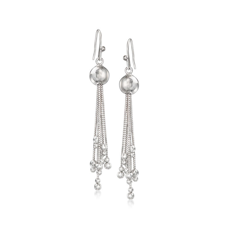 Sterling Silver Beaded Tassel Drop Earrings  image number 0