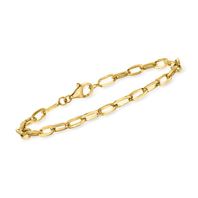 18kt Gold Over Solid Sterling Paper Clip Link Bracelet
