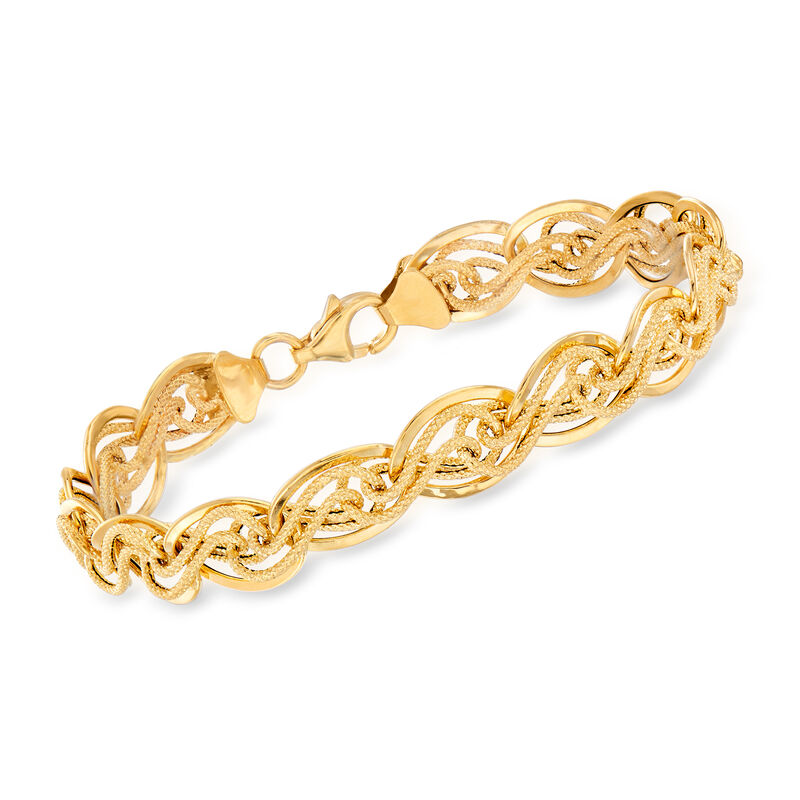 Italian 14kt Yellow Gold Interlocking Link Bracelet image number 0