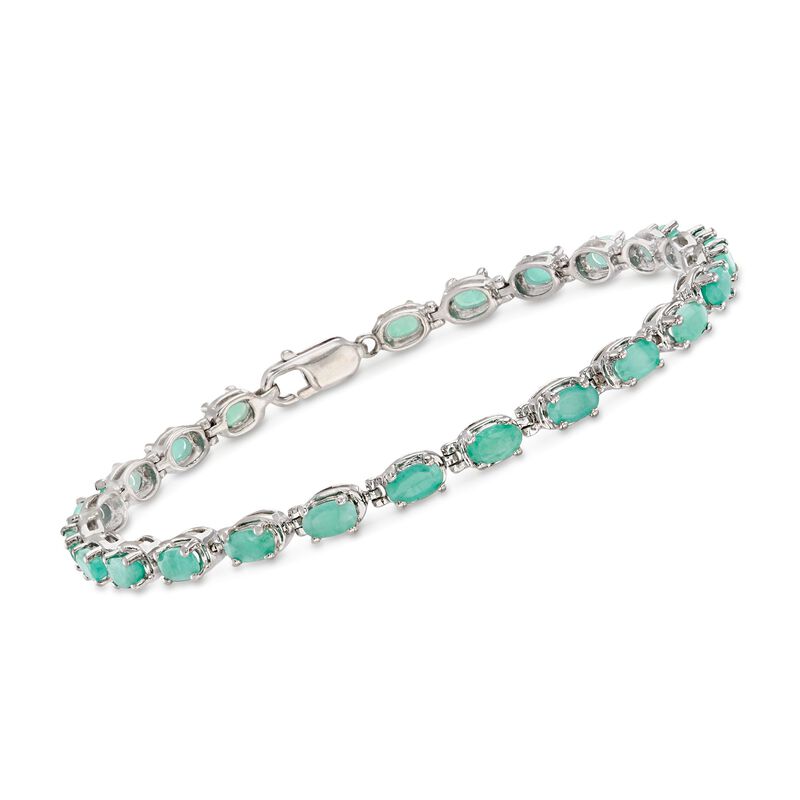 4.90 ct. t.w. Emerald Bracelet in Sterling Silver. 8&quot; image number 0
