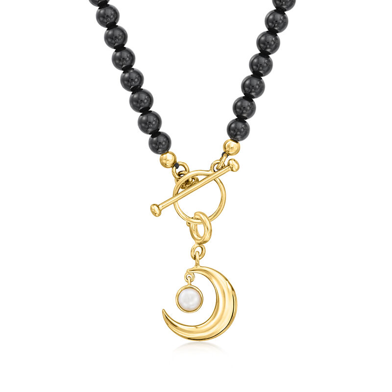 4mm Cultured Pearl Moon Charm in 18kt Gold Over Sterling  image number 2
