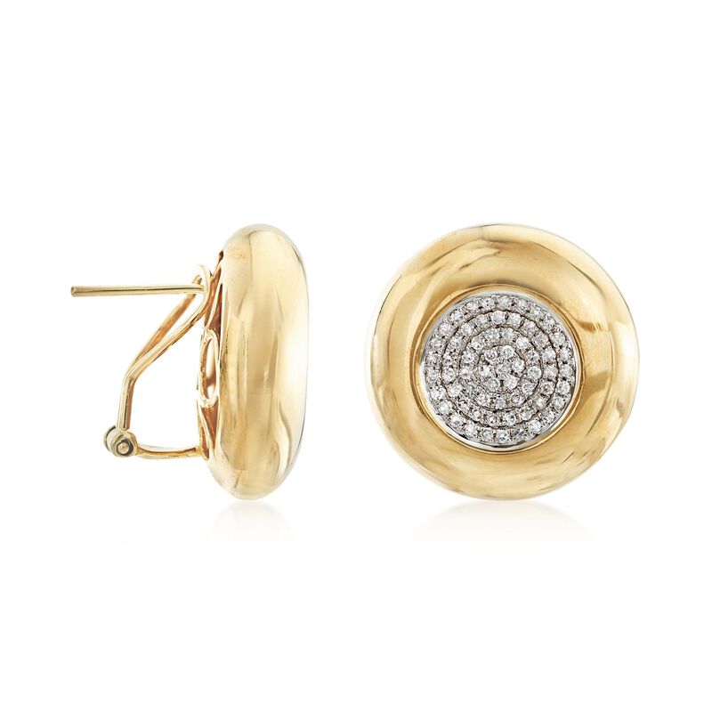 .65 ct. t.w. Pave Diamond Circle Earrings in 14kt Yellow Gold  image number 2