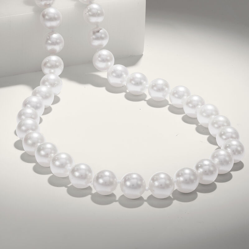 8-8.5mm Cultured Akoya Pearl Necklace in 18kt White Gold image number 2