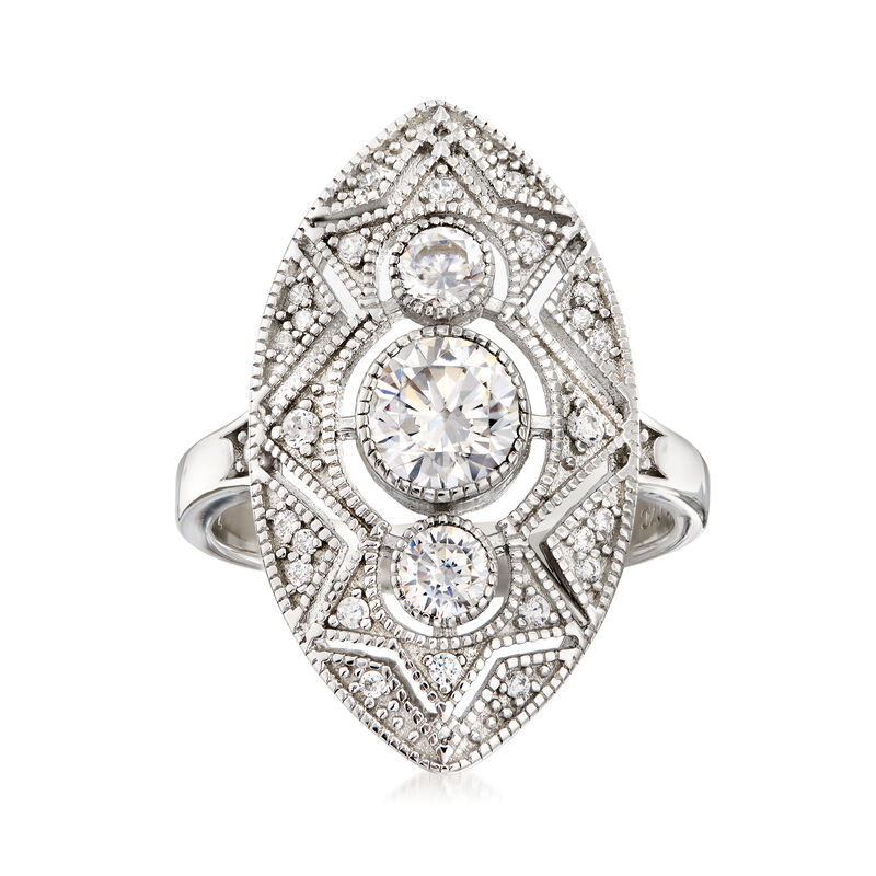 1.30 ct. t.w. CZ Trio Ring in Sterling Silver image number 0