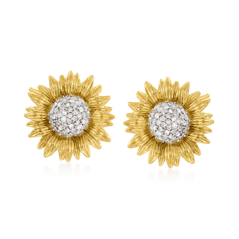 .25 ct. t.w. Diamond Sunflower Earrings in 14kt Yellow Gold image number 0