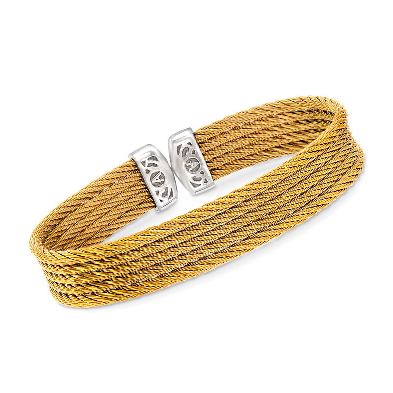 ALOR &quot;Classique&quot; Yellow Multi-Strand Stainless Steel Cable Cuff. 7&quot; image number 0