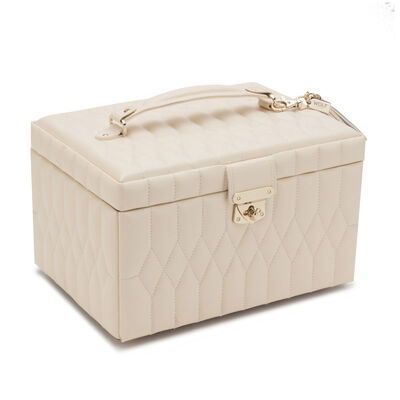 WOLF &quot;Caroline&quot; Ivory Leather Medium Jewelry Box