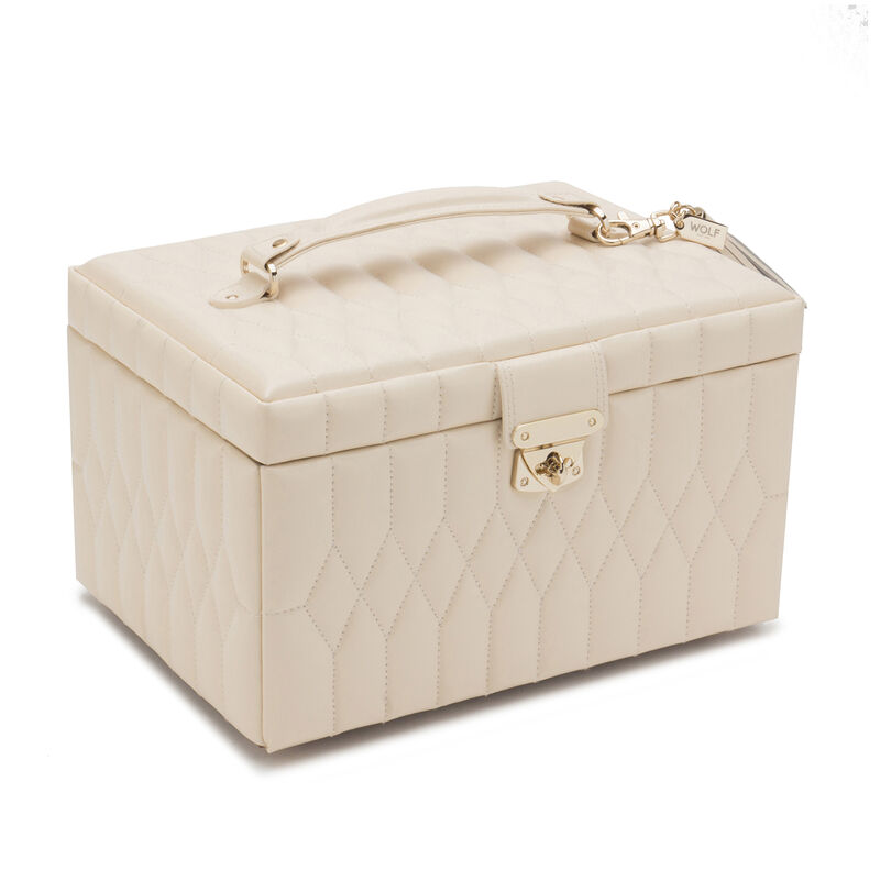 WOLF &quot;Caroline&quot; Ivory Leather Medium Jewelry Box image number 1