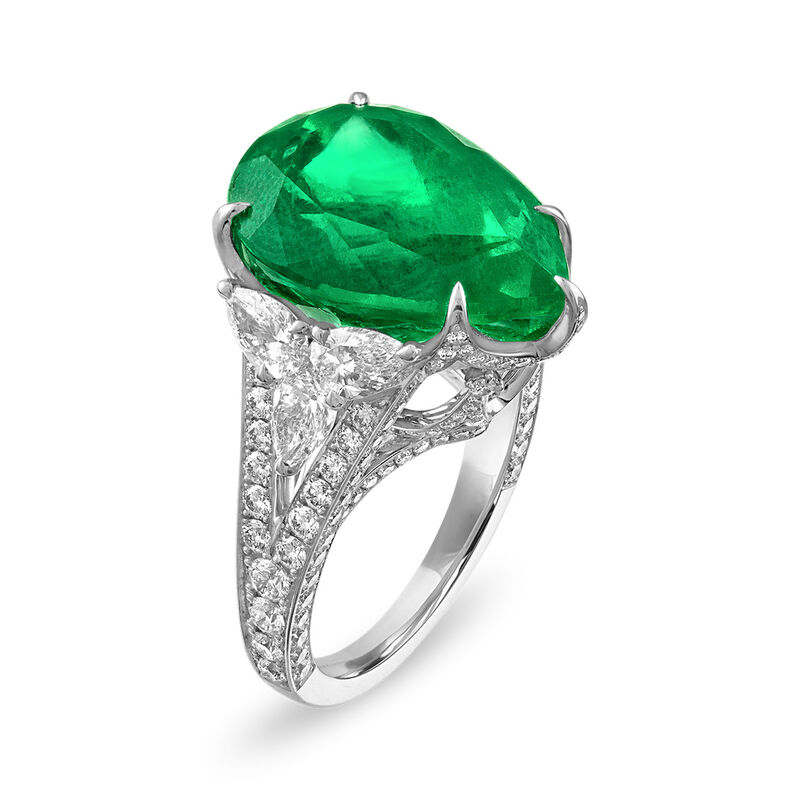 15.00 Carat Colombian Emerald and 6.60 ct. t.w. Diamond Ring in 18kt White Gold image number 1
