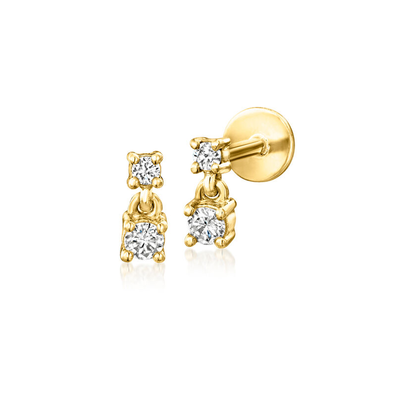 Diamond Two-Stone Flat-Back Drop Earrings in 14kt Yellow Gold image number 2