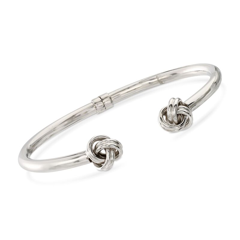 Sterling Silver Love Knot Open-Front Cuff Bracelet. 7.5&quot; image number 0