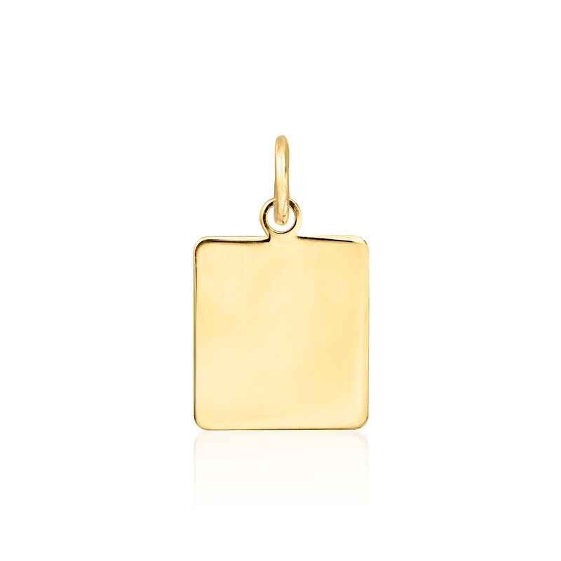 Monogram - Italian 14kt Yellow Gold Personalized Square Tag Pendant image number 0
