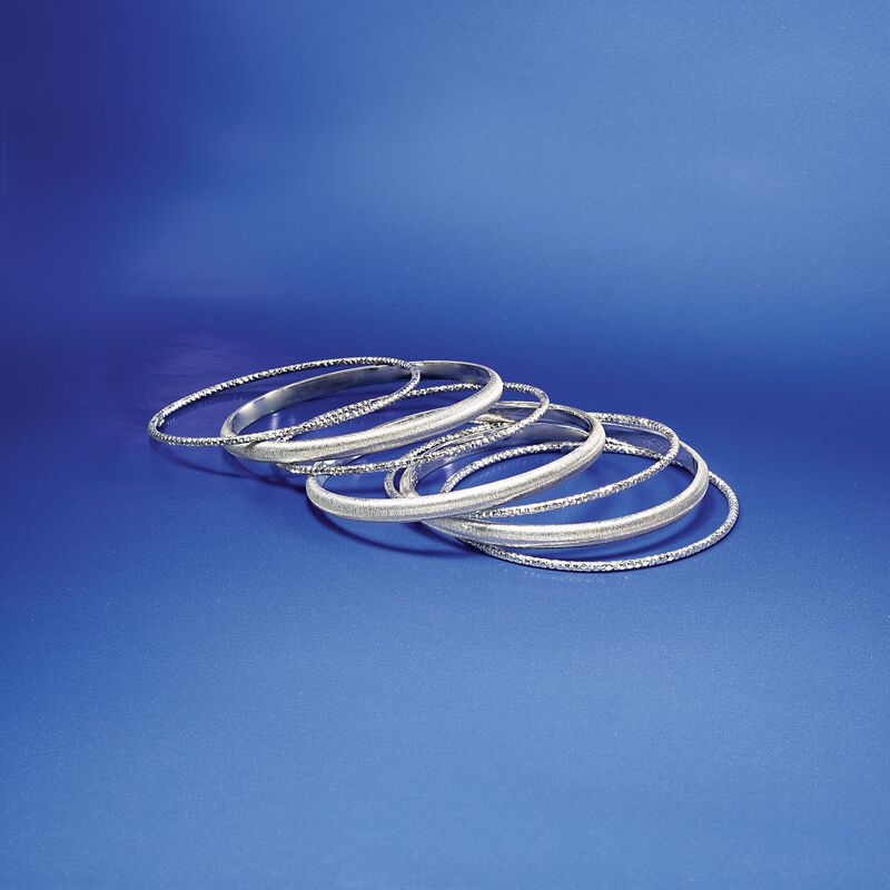Italian Sterling Silver Jewelry Set: Seven Bangle Bracelets image number 2
