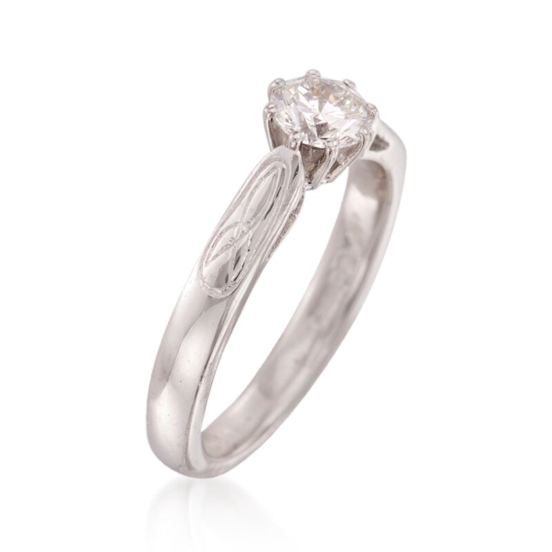 C. 1970 Vintage .50 Carat Diamond Solitaire Engagement Ring in 14kt White Gold. Size 5.5 image number 2