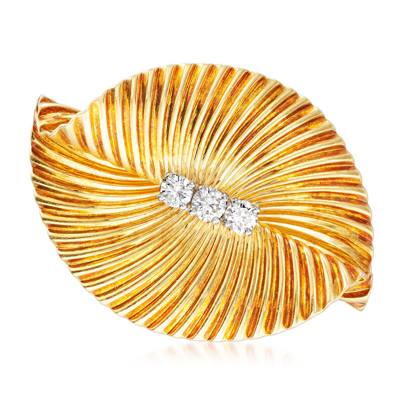 C. 1970 Vintage Tiffany Jewelry .40 ct. t.w. Diamond Fan Pin in 18kt Yellow Gold image number 0
