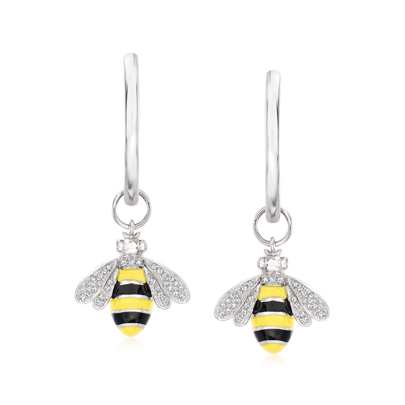 .15 ct. t.w. Diamond Bumblebee Hoop Drop Earrings in Sterling Silver  image number 0