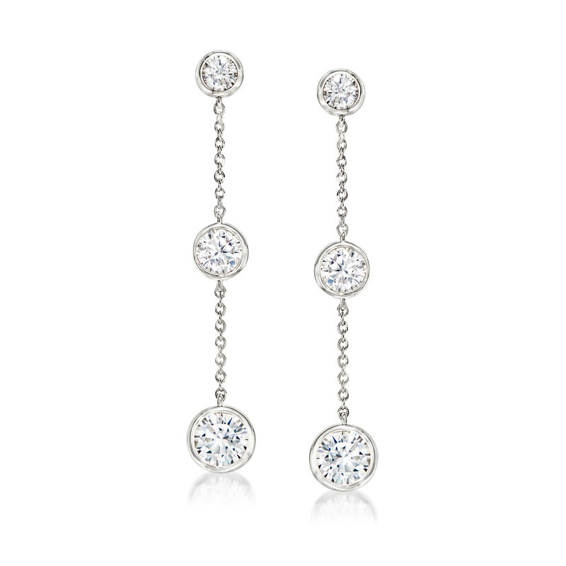 2.00 ct. t.w. Bezel-Set CZ Linear Drop Earrings in Sterling Silver image number 0