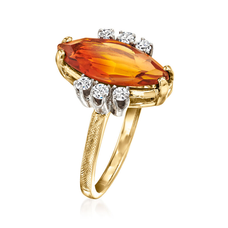 C. 1970 Vintage 2.20 Carat Citrine Ring with .25 ct. t.w. Diamonds in 14kt Yellow Gold image number 2