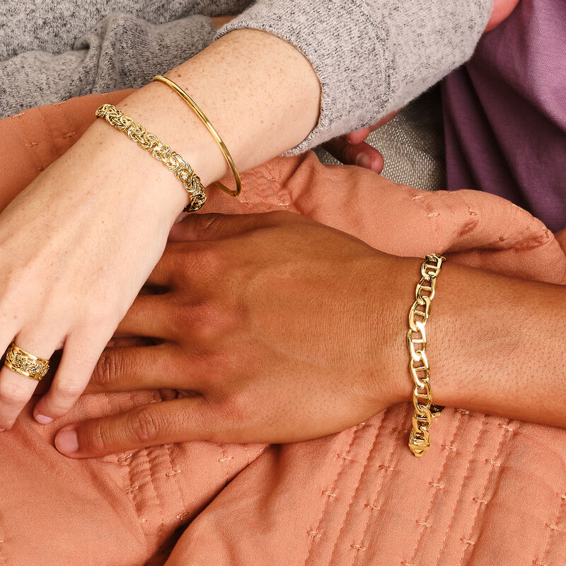 Men's 10kt Yellow Gold Anchor-Link Bracelet image number 2