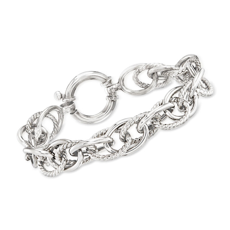 Sterling Silver Multi-Oval Link Bracelet image number 0