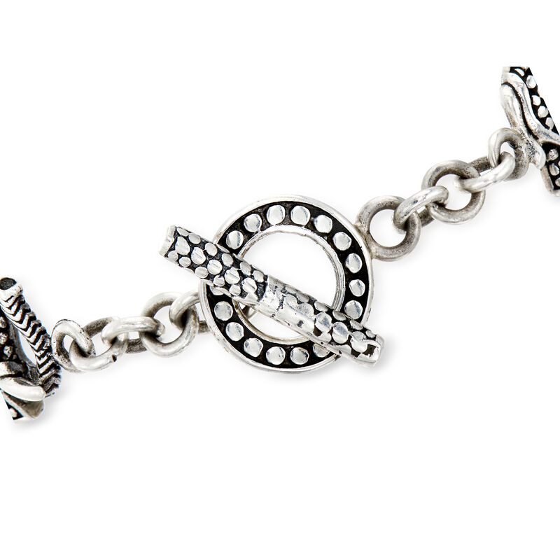 Sterling Silver Bali-Style Elephant Toggle Bracelet image number 2