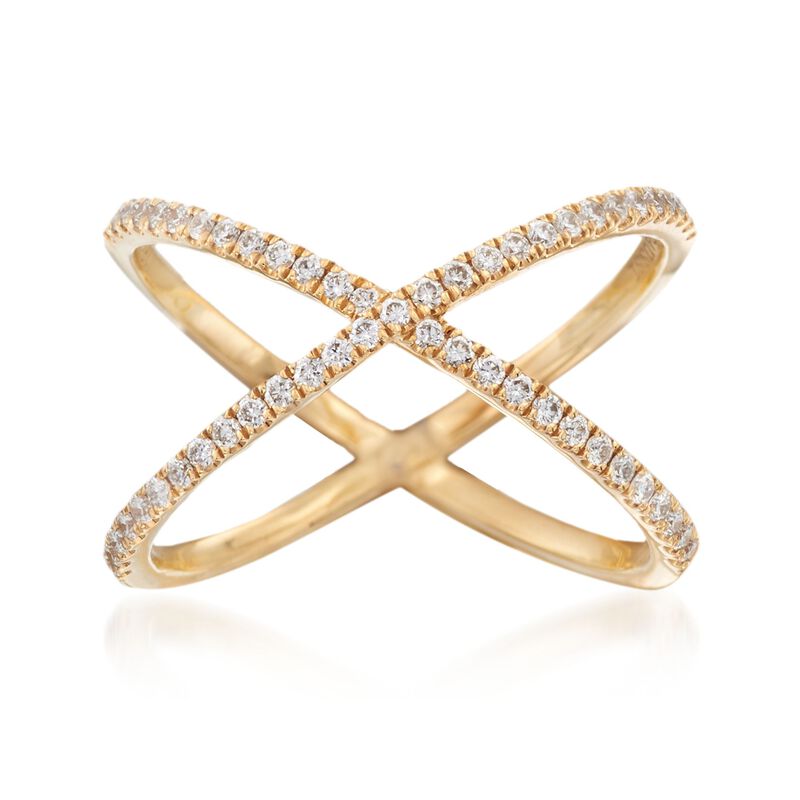 Henri Daussi .28 ct. t.w. Diamond Crisscross Ring in 14kt Yellow Gold image number 0