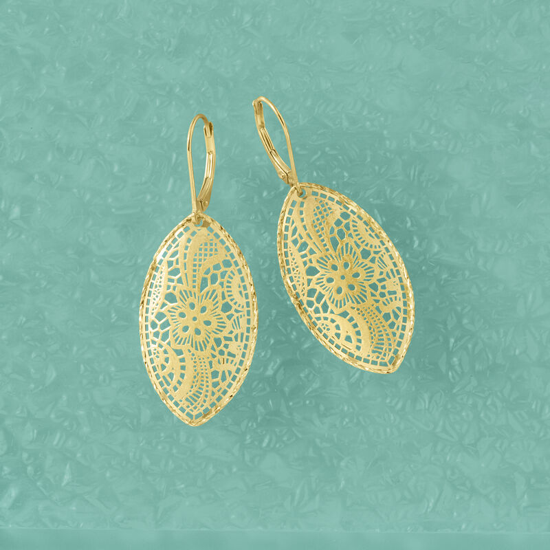 Italian 14kt Yellow Gold Pizzo-Style Marquise-Shaped Drop Earrings image number 3