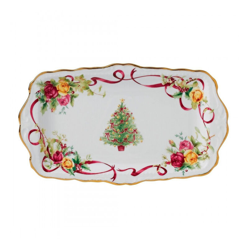 Royal Albert &quot;Old Country Roses Christmas Tree&quot; Sandwich Tray image number 0