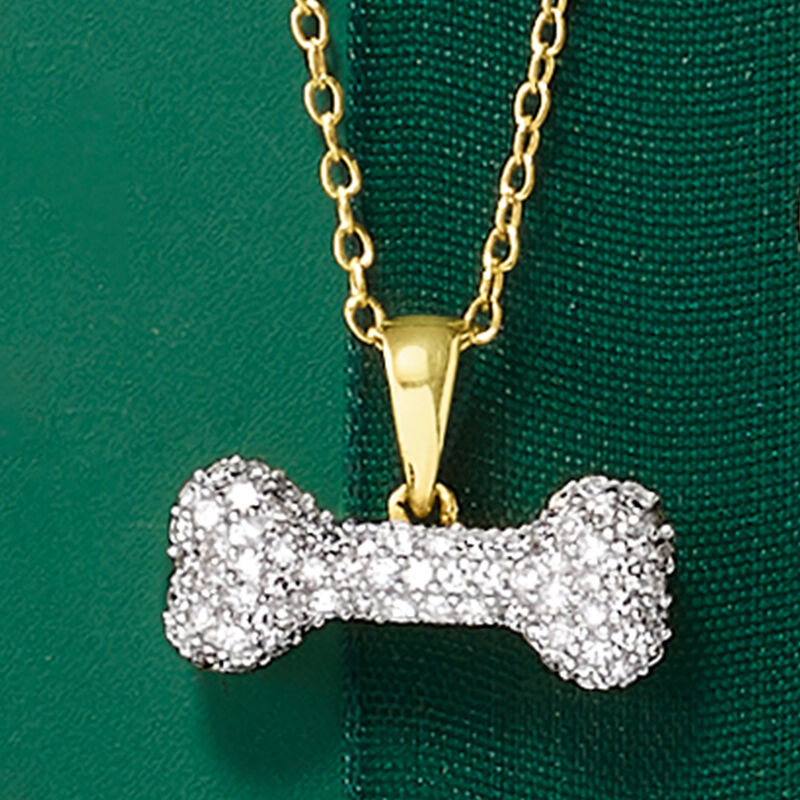 .25 ct. t.w. Diamond Dog Bone Pendant Necklace in 14kt Yellow Gold. 16&quot; image number 2